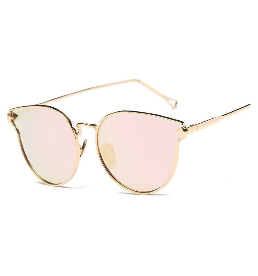 Cat Eye Oversize Sunglasses Women Cat Eye Sunglasses Fashion Design Mirror Lens Sun Glasses UV400 - Pink - C718TH34LDH $27.27