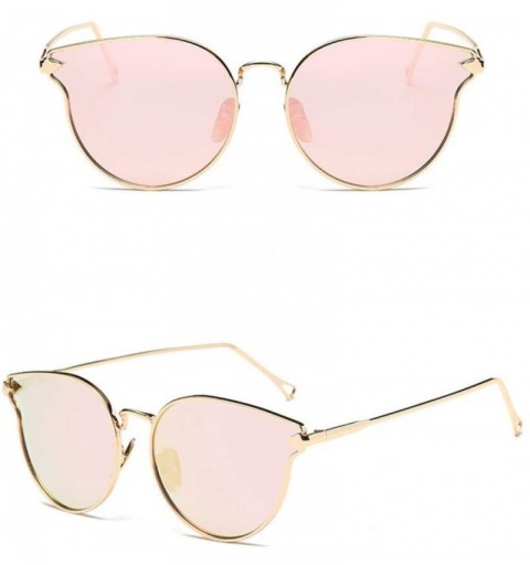 Cat Eye Oversize Sunglasses Women Cat Eye Sunglasses Fashion Design Mirror Lens Sun Glasses UV400 - Pink - C718TH34LDH $27.27