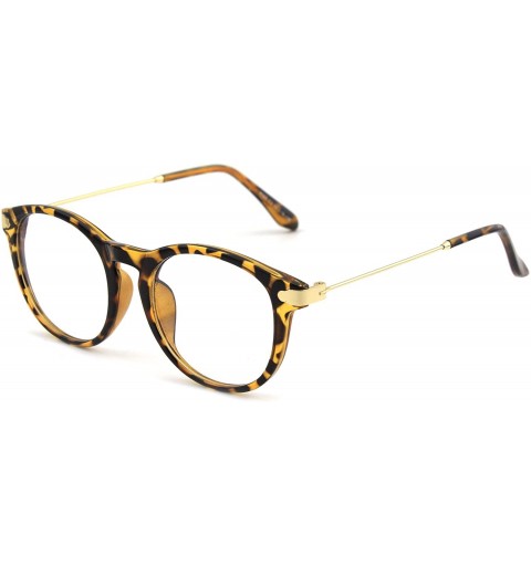 Round Fashion Horn Rimmed Keyhole Metal Temple UV400 Clear Lens Glasses - Mixed Yellow - CL12799FWWR $10.30