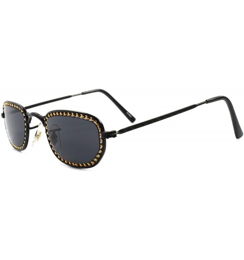 Rectangular Vintage Unique Steampunk Black Rectangular Oval Sunglasses - CW1802425C8 $10.45