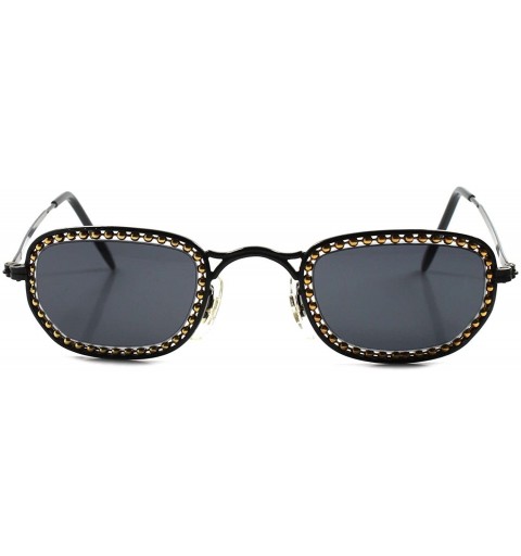 Rectangular Vintage Unique Steampunk Black Rectangular Oval Sunglasses - CW1802425C8 $10.45