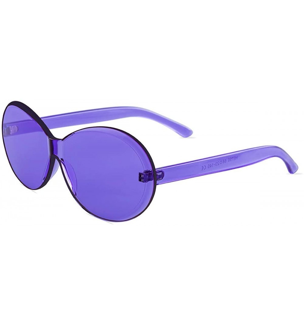 Oval New One Piece Lens oval Sunglasses 2019 New Women Candy Color Party sungalsses UV400 - Purple - CI18MG8IGNN $9.64