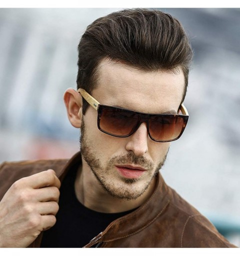 Round New Bamboo Wood Vintage Sunglasses Men Women Gradent Lens Driving Sun Glasses Retro Male Uv400 Men Sunglasses - CJ197T9...