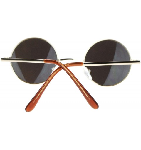Round Retro Extra Small Round Circle mirrored Lens 70s Groovy Hippie Sunglasses - Gold Blue - CW11T6F8BDP $8.84