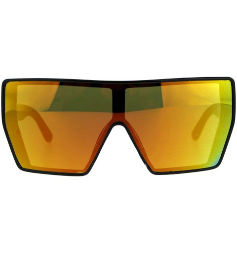 Shield Womens Oversize Shield Bat Shape Robotic Cat Eye Color Mirror Sunglasses - Black Orange - CL18DSU70G8 $20.21