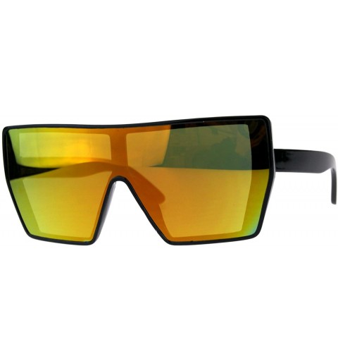 Shield Womens Oversize Shield Bat Shape Robotic Cat Eye Color Mirror Sunglasses - Black Orange - CL18DSU70G8 $12.67