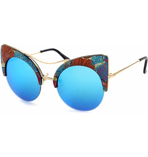 Square Black Deals Friday Cyber Deals Monday Deals Sales-Sunglasses Women Oversized Cat Eyes Flower Gifts - Blue Green - CD18...