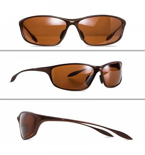 Sport Polarized Sport Sunglasses for Men UV Protection Metal Frame Fashion Driving Sun Glasses - Brown Frame Brown Lens - C41...