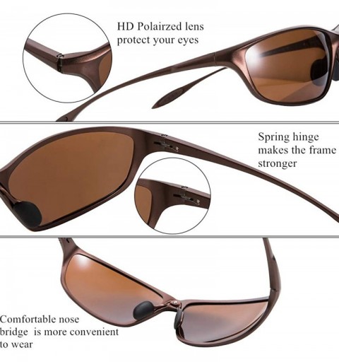 Sport Polarized Sport Sunglasses for Men UV Protection Metal Frame Fashion Driving Sun Glasses - Brown Frame Brown Lens - C41...