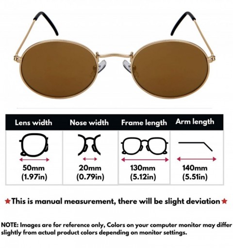 Oval Metal Round Oval Sunglasses Flat Tinted Mirrored Lens For Men Women 5145-FLREV - Gold Frame/Gold Mirrored Lens - CC18GC0...