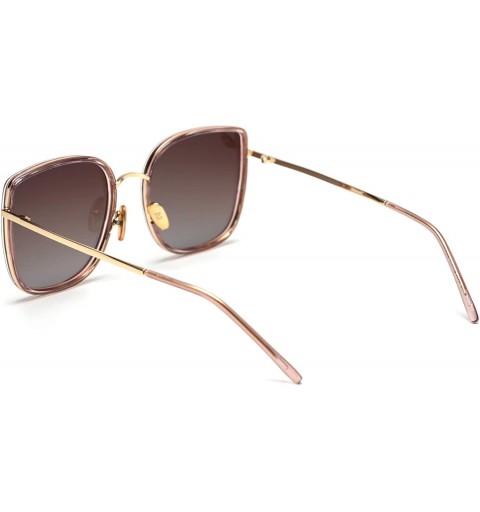 Oversized Oversized Square Polarized Sunglasses For Women Brand Designer Shades - A1 Gold Frame/Brown Gradient Lens - CA18U2Z...