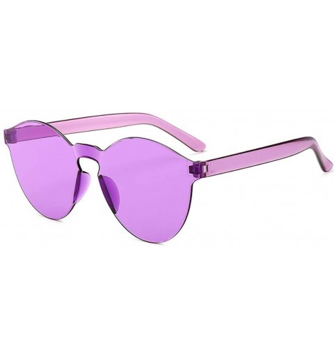 Round Unisex Fashion Candy Colors Round Outdoor Sunglasses Sunglasses - White Purple - CQ1908N7C9H $21.32