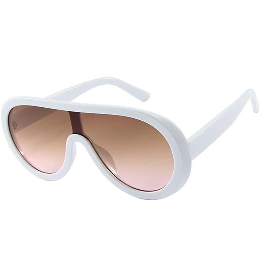 Shield Futuristic Oversize Sunglasses Mirrored Fashion - White&browm - CA18SYIK0DZ $14.89