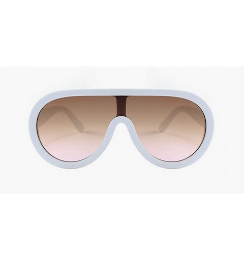 Shield Futuristic Oversize Sunglasses Mirrored Fashion - White&browm - CA18SYIK0DZ $24.39