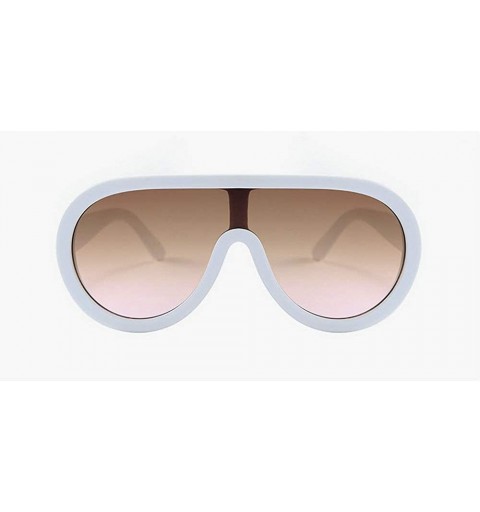 Shield Futuristic Oversize Sunglasses Mirrored Fashion - White&browm - CA18SYIK0DZ $14.89