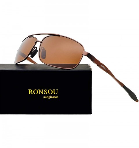 Rectangular Men Lightweight Rectangular Polarized Sunglasses 100% UV protection Al-Mg Alloy Temple Spring Hinge - CV18SNE36CK...