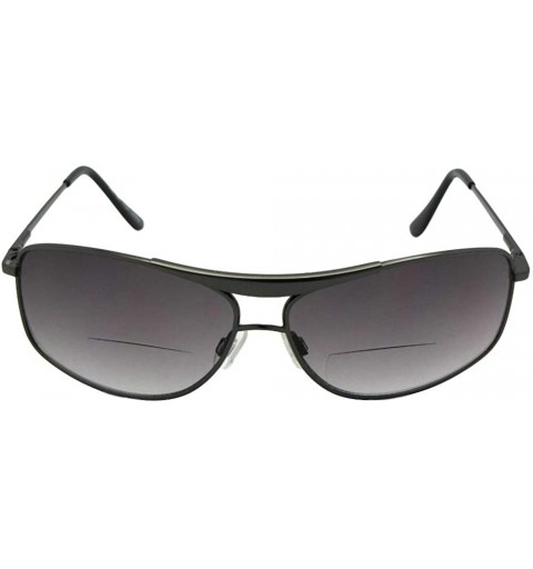 Rectangular Bifocal Sunglasses Modified Aviator Style B46 - Pewter Frame-gray Lenses - CG186QLKC3Z $10.83