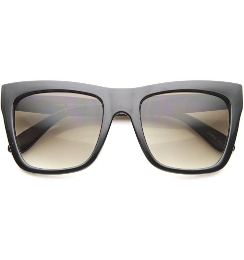 Oversized Bold Flat Top Tinted Lens Oversize Square Sunglasses 54mm - Black / Grey Gradient - CH12H0L9BB7 $22.04