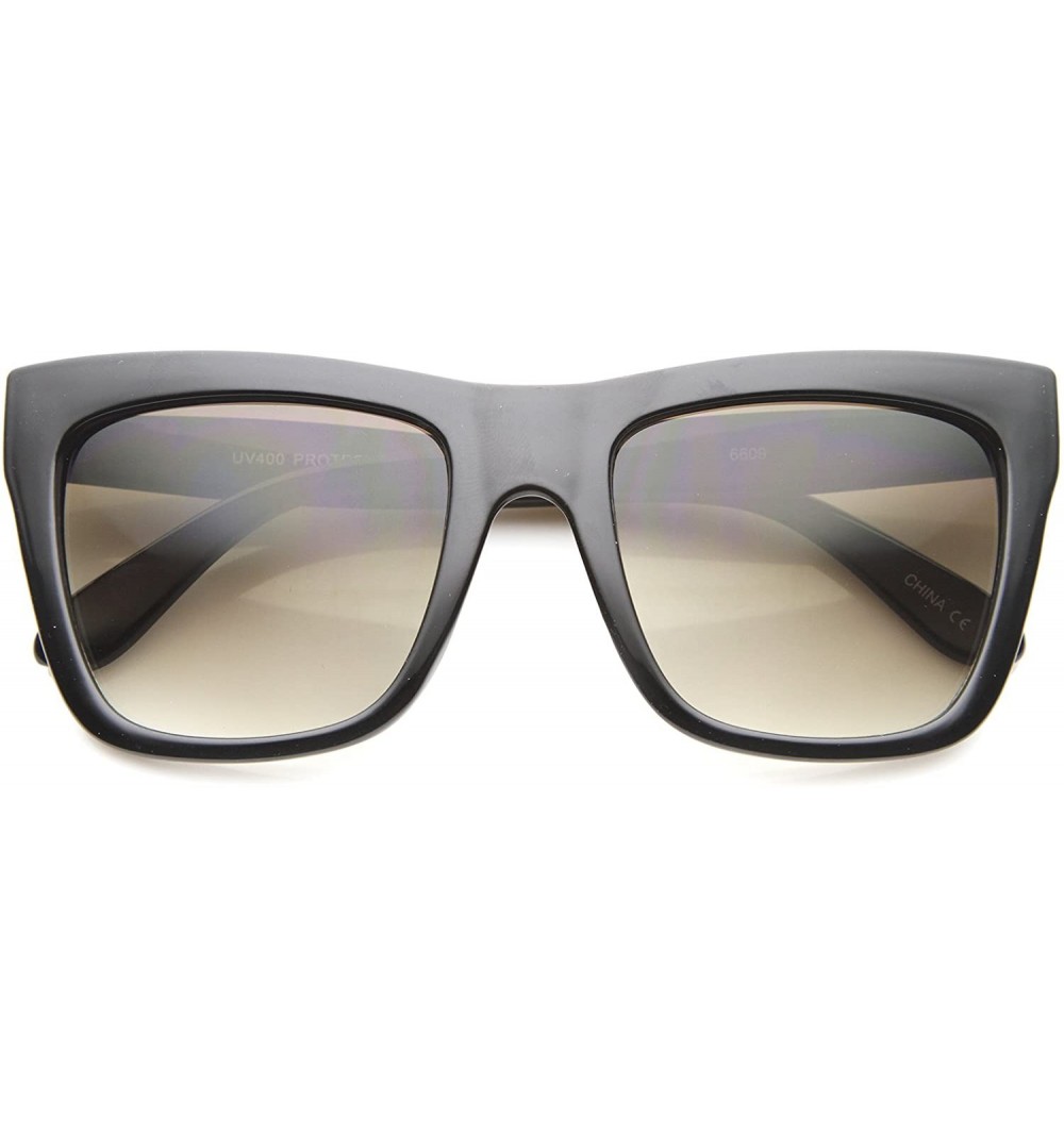 Oversized Bold Flat Top Tinted Lens Oversize Square Sunglasses 54mm - Black / Grey Gradient - CH12H0L9BB7 $11.77