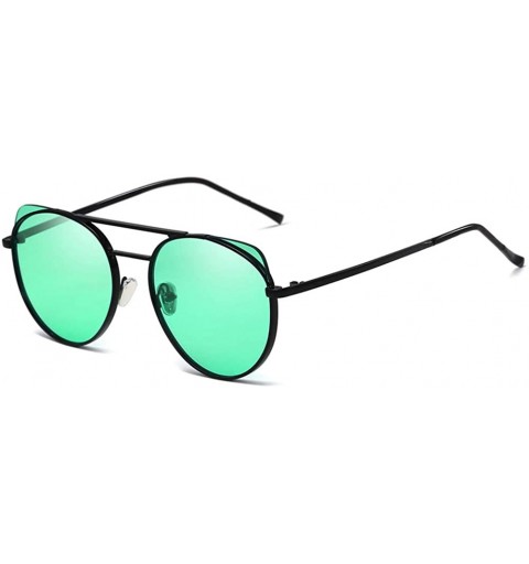 Round Women Sunglasses Retro Silver Grey Drive Holiday Round Non-Polarized UV400 - Green - CF18R5TOT2C $7.58
