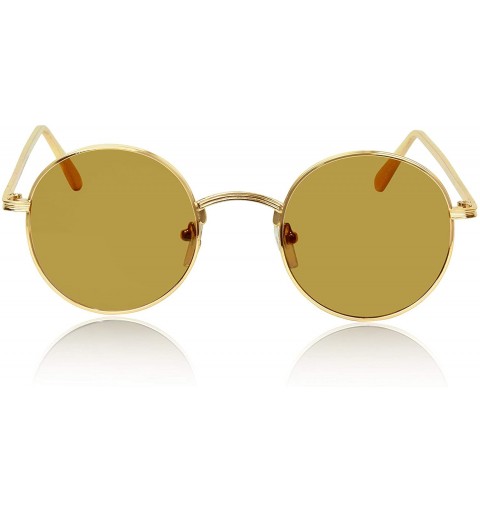 Round Round Sunglasses Hippie John Lennon Vintage Small Circle Gold Glasses - Two Pack Smoke Lens/ Brown Lens - CI18AQHL2KE $...