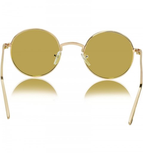 Round Round Sunglasses Hippie John Lennon Vintage Small Circle Gold Glasses - Two Pack Smoke Lens/ Brown Lens - CI18AQHL2KE $...