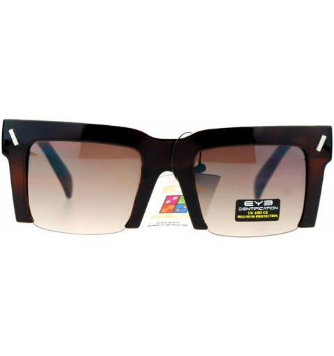 Rectangular Avant Garde Crop Bottom Rectangular Horn Rim Hipster Sunglasses - Brown - CS123D0R9RH $8.38