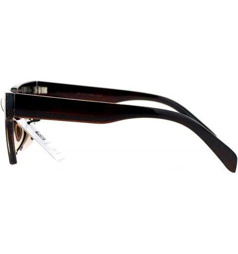 Rectangular Avant Garde Crop Bottom Rectangular Horn Rim Hipster Sunglasses - Brown - CS123D0R9RH $8.38