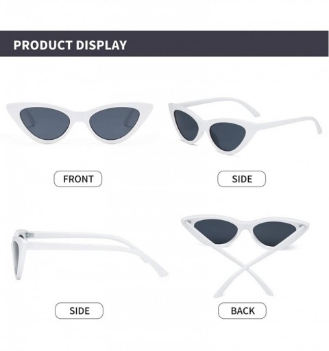 Wayfarer Retro Vintage Narrow Cat Eye Sunglasses for Women Clout Goggles Plastic Frame - White Grey - C718LDWUQ8Y $9.22