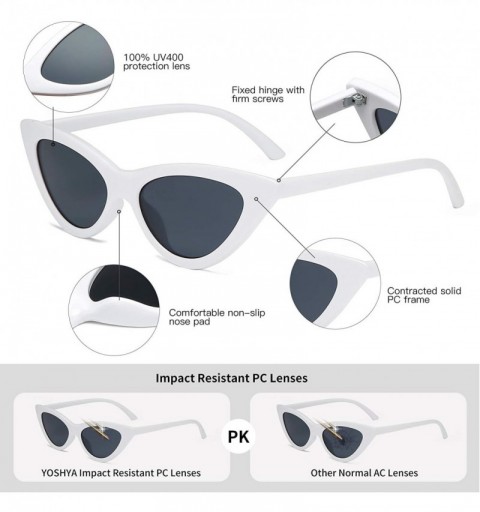 Wayfarer Retro Vintage Narrow Cat Eye Sunglasses for Women Clout Goggles Plastic Frame - White Grey - C718LDWUQ8Y $9.22