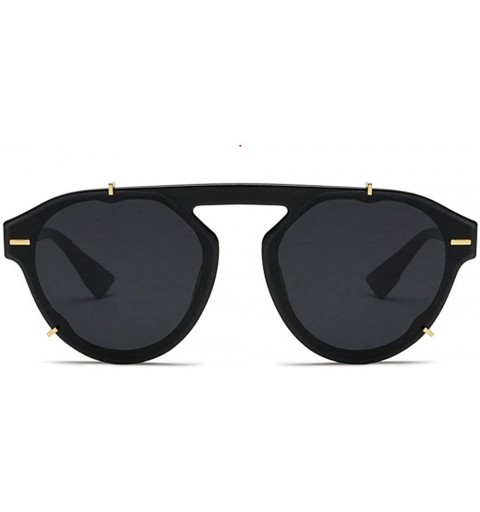 Round 2019 Newest Designer Summer Trendy Vintage round Sunglasses Women Luxury Brand Shades - Black - CC18LH43LDO $10.30
