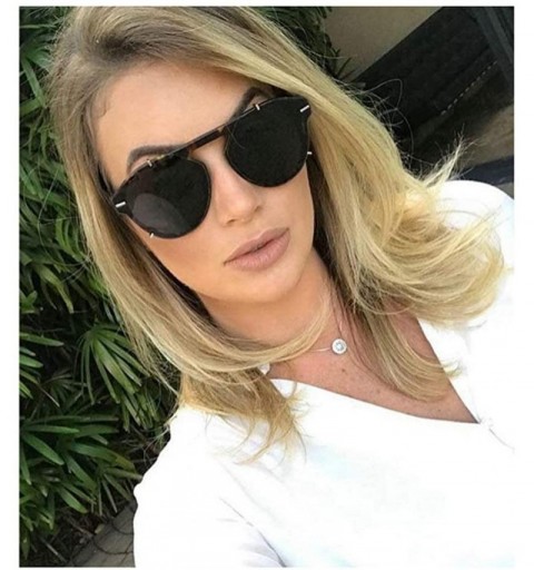 Round 2019 Newest Designer Summer Trendy Vintage round Sunglasses Women Luxury Brand Shades - Black - CC18LH43LDO $10.30