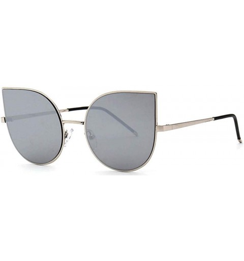 Cat Eye Womens Designer Rhinestones Sunglasses (100% UVA/UVB) - 86001_c2_silver_mirr - C611JY12HGD $10.07