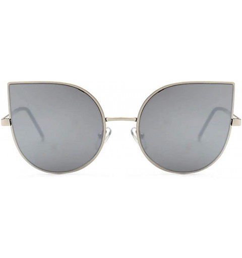 Cat Eye Womens Designer Rhinestones Sunglasses (100% UVA/UVB) - 86001_c2_silver_mirr - C611JY12HGD $10.07