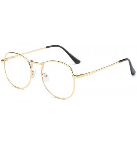 Round Men women retro glasses full frame round resin lenses myopia glasses - Golden - CR18EA9NNI2 $20.14