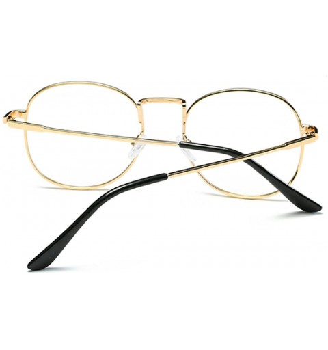 Round Men women retro glasses full frame round resin lenses myopia glasses - Golden - CR18EA9NNI2 $20.14