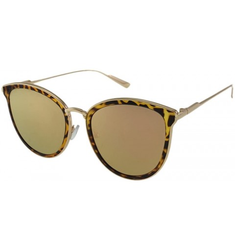 Goggle Luxury Metal Frame Cateye Sunglasses Includes Microfiber Pouch - Tortoise / Pink Mirror - CF187WS8YN5 $25.57