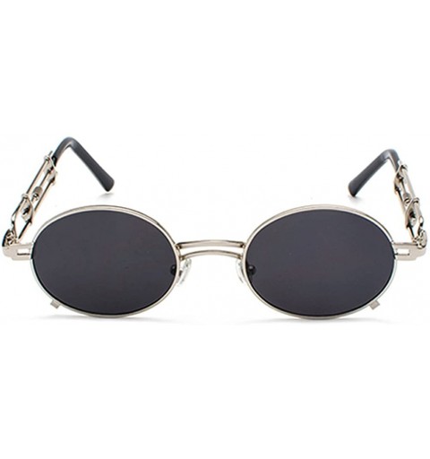 Oval Steampunk Sunglasses Men Vintage Oval Sun Glasses For Women Summer 2018 UV800 - Silver With Black - C418D4OTXSC $11.47