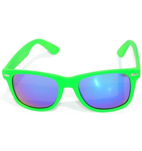 Wayfarer Retro Vintage Sunglasses Colorful Mirror Lens Matte Frame Many Colors - Green - Blue - CZ11NI56NIT $11.22