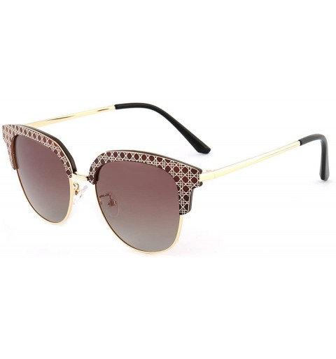 Cat Eye Fashion Vintage Classic Cat Eye Polarized Sunglasses - 100% UV protection - Chocolate Gold Frame - C818EX49DW9 $8.06