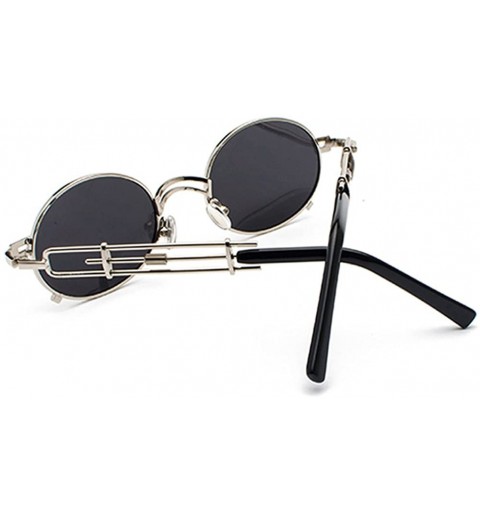 Oval Steampunk Sunglasses Men Vintage Oval Sun Glasses For Women Summer 2018 UV800 - Silver With Black - C418D4OTXSC $11.47
