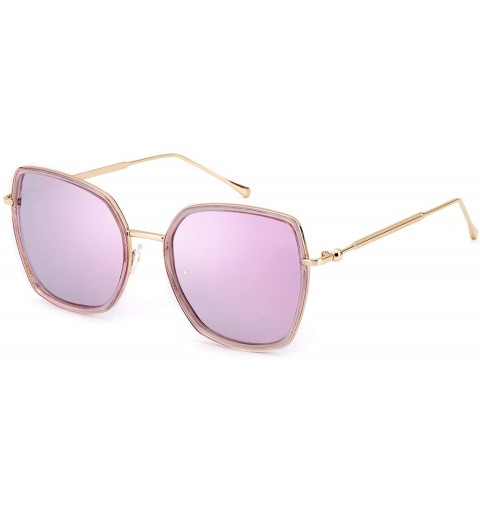 Oversized Oversized Mirrored Sunglasses for Women Polarized-Square Womens Sunglasses UV Protection - C918X2K285R $9.37