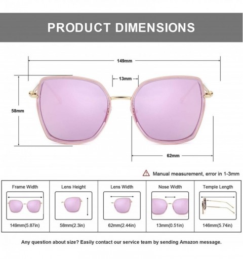 Oversized Oversized Mirrored Sunglasses for Women Polarized-Square Womens Sunglasses UV Protection - C918X2K285R $9.37