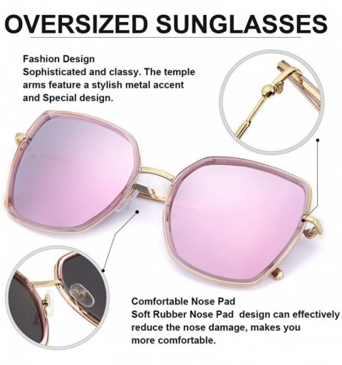 Oversized Oversized Mirrored Sunglasses for Women Polarized-Square Womens Sunglasses UV Protection - C918X2K285R $9.37