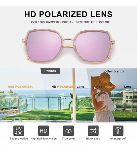 Oversized Oversized Mirrored Sunglasses for Women Polarized-Square Womens Sunglasses UV Protection - C918X2K285R $9.37