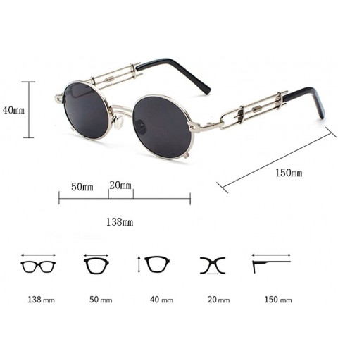 Oval Steampunk Sunglasses Men Vintage Oval Sun Glasses For Women Summer 2018 UV800 - Silver With Black - C418D4OTXSC $11.47