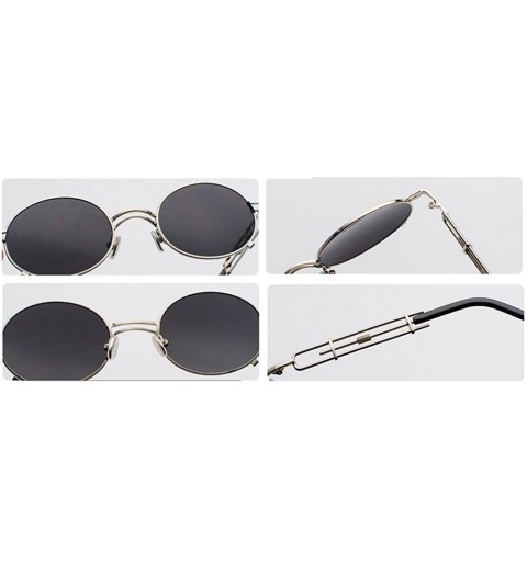 Oval Steampunk Sunglasses Men Vintage Oval Sun Glasses For Women Summer 2018 UV800 - Silver With Black - C418D4OTXSC $11.47