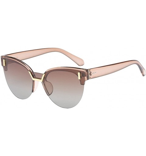 Oversized Half Frame Cat Eye Polarized Sunglasses Anti-UV Metal Frame Eyeglasses - Tawny - CA180RQR7Q2 $14.00