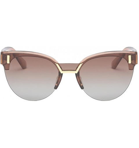 Oversized Half Frame Cat Eye Polarized Sunglasses Anti-UV Metal Frame Eyeglasses - Tawny - CA180RQR7Q2 $14.00