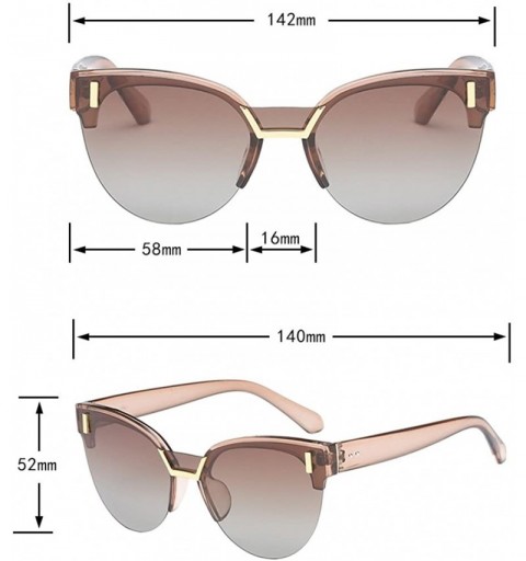 Oversized Half Frame Cat Eye Polarized Sunglasses Anti-UV Metal Frame Eyeglasses - Tawny - CA180RQR7Q2 $14.00